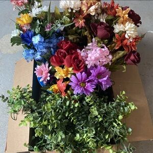 Lot of Artificial Flowers and Vines for Crafts And Wreath Making